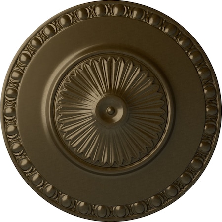 Ekena Millwork Lyon Ceiling Medallion (Fits Canopies up to 3 5/8"), Hand-Painted Brass, 23 1/2"OD x 3 1/4"P CM23LYBRS